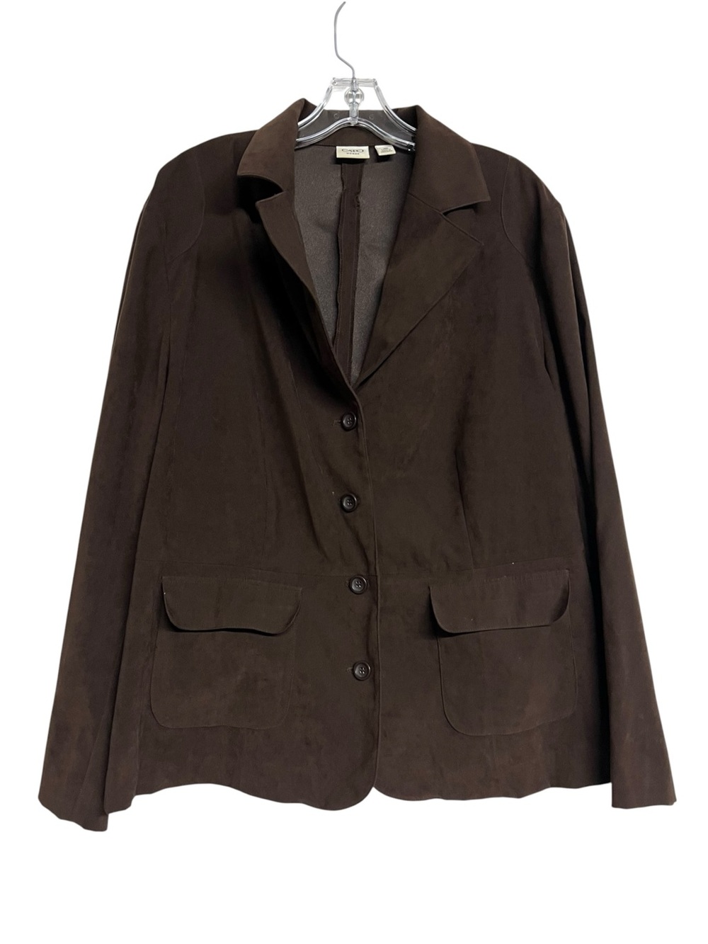 Cato Chocolate Brown Button-Front Blazer Chore Jacket Layering Equestrian